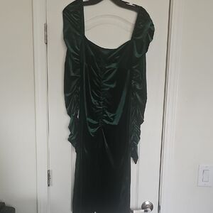 SHEIN Elegant Dark Green Long Sleeve Dress
